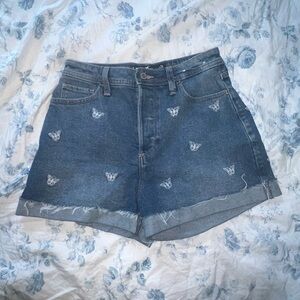 Hollister Butterfly Embroidered Jean Shorts